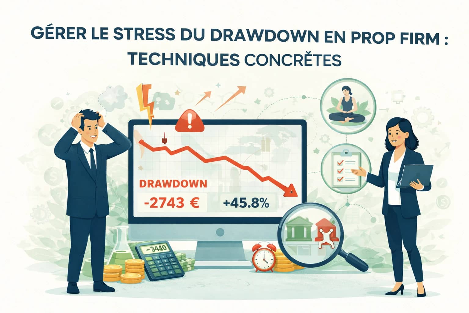 Image de couverture : Gérer le Stress du Drawdown en Prop Firm : Techniques Concrètes (2026)
