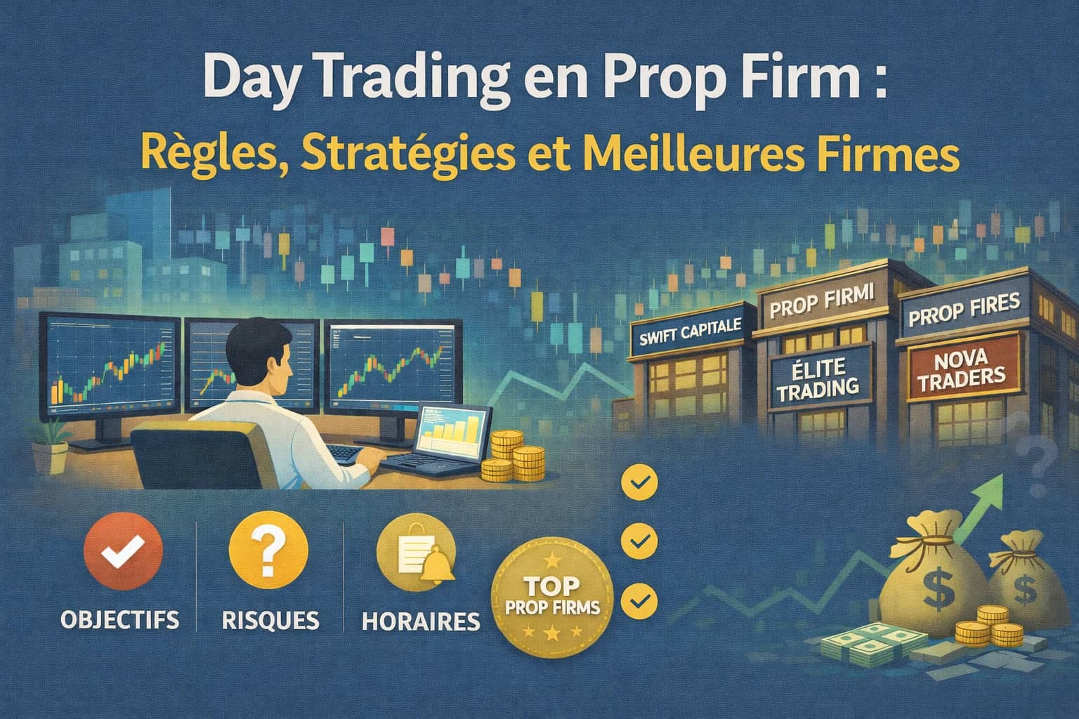 Image de couverture : Day Trading en Prop Firm : Règles, Stratégies et Meilleures Firmes 2026